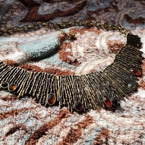 Handmade copper tone necklace headdress